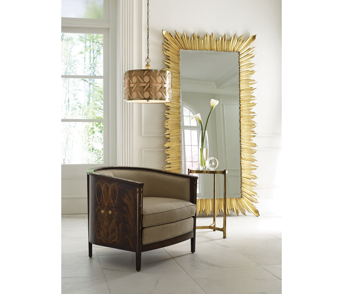 Églomisé & Bronze Iron Trefoil Lamp Table