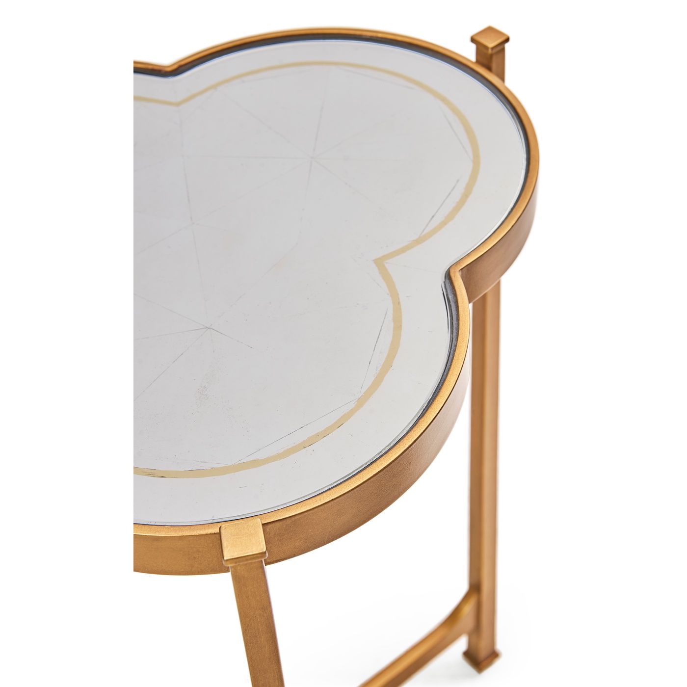 Églomisé & Gilded Iron Trefoil Lamp Table