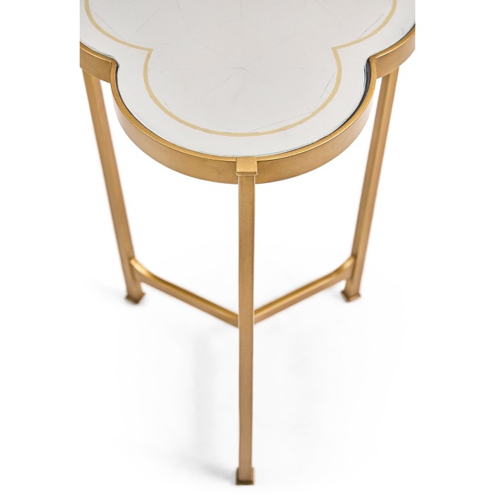 Églomisé & Gilded Iron Trefoil Lamp Table