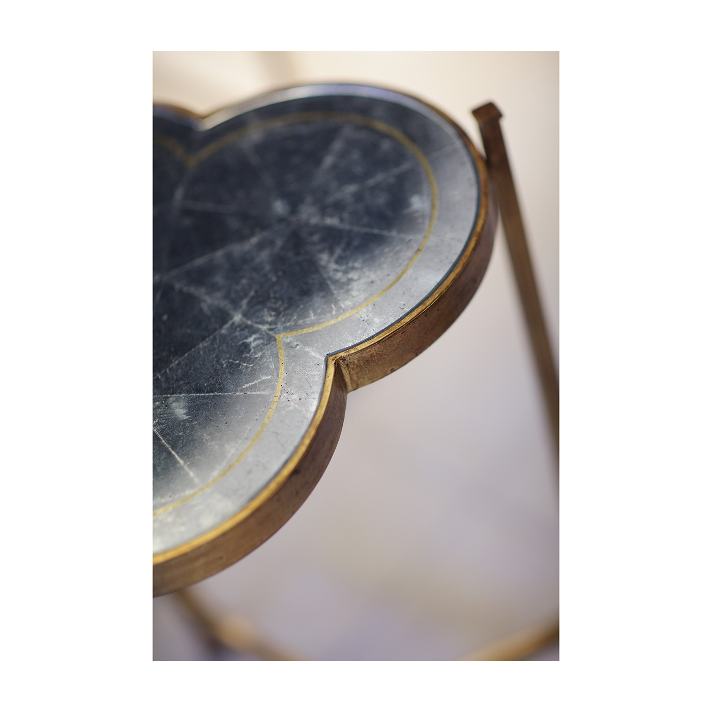 Églomisé & Gilded Iron Trefoil Lamp Table