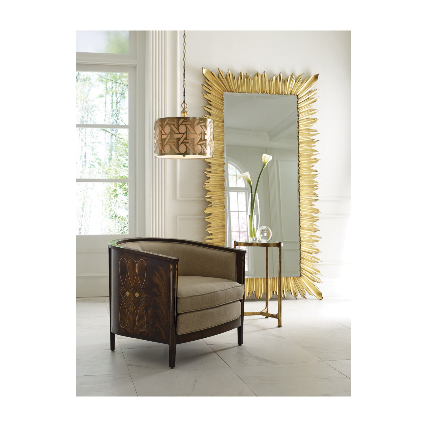 Églomisé & Silver Iron Trefoil Lamp Table