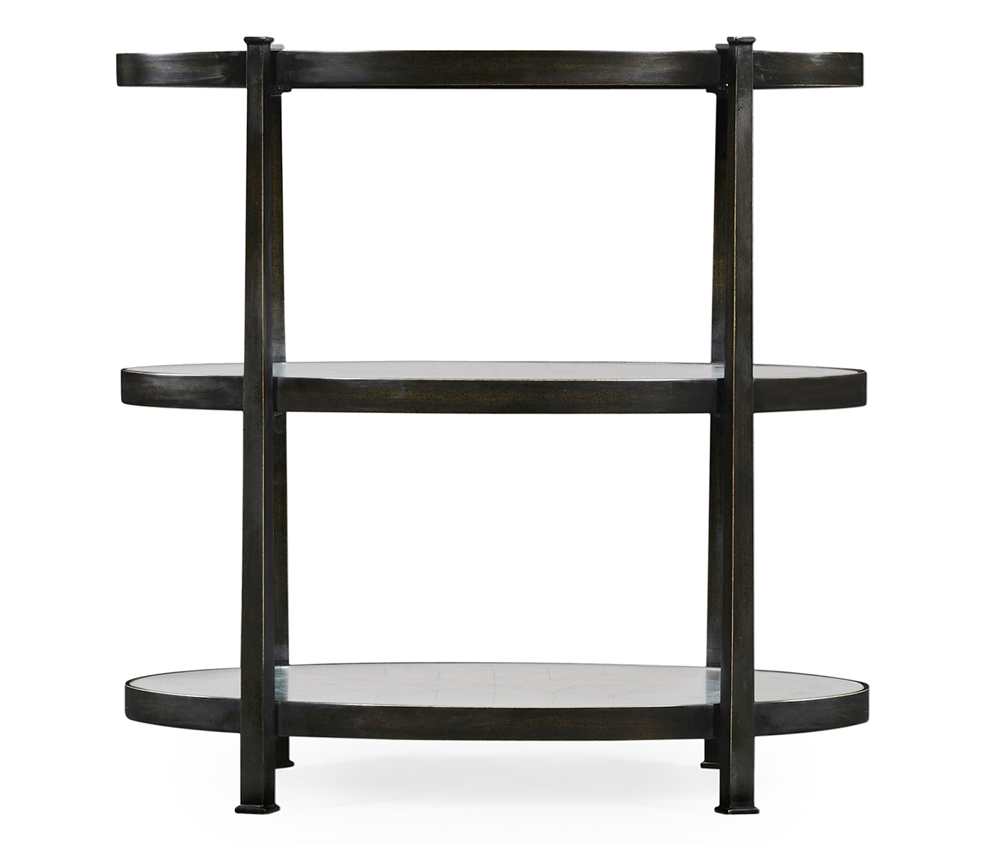 Small Églomisé & Bronze Iron Three-Tier Table