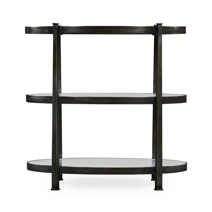 Small Églomisé & Bronze Iron Three-Tier Table