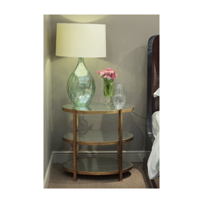 Small Églomisé & Bronze Iron Three-Tier Table