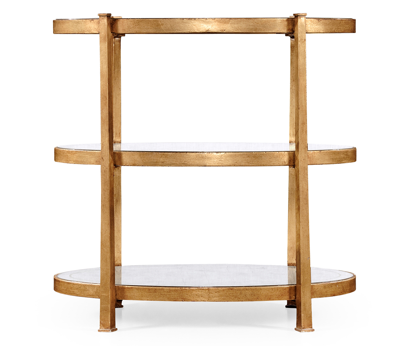 Small Églomisé & Gilded Iron Three-Tier Table