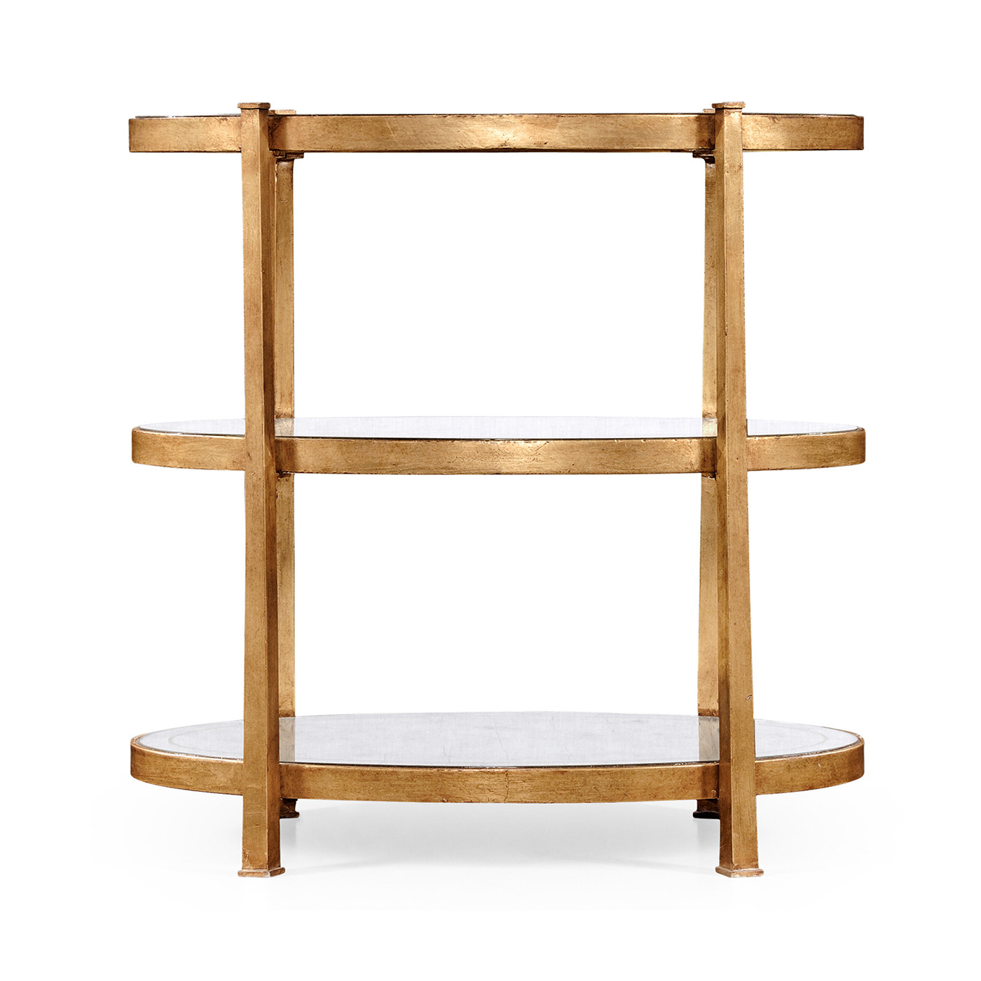 Small Églomisé & Gilded Iron Three-Tier Table