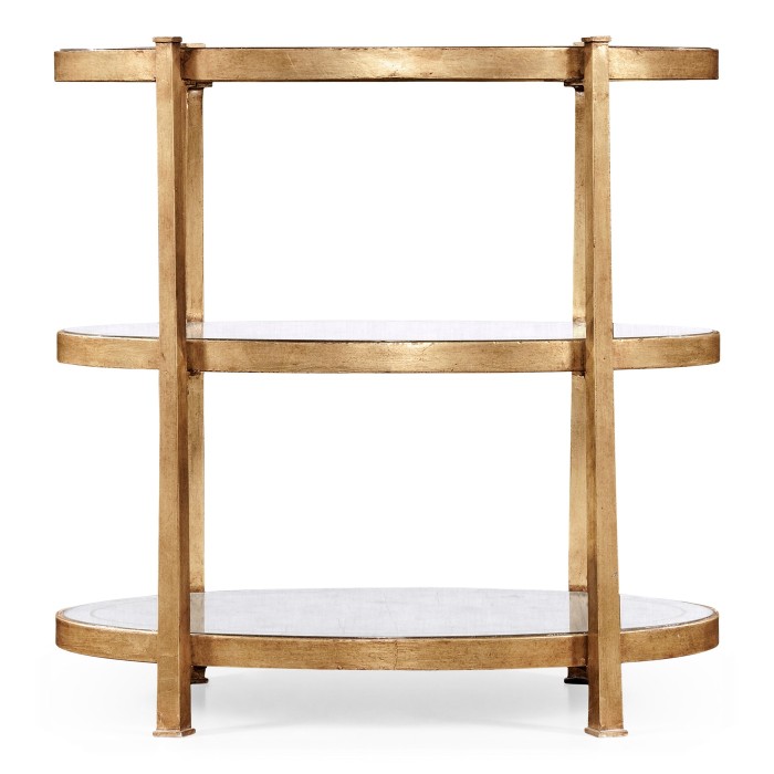 Small Églomisé & Gilded Iron Three-Tier Table