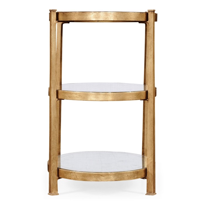 Small Églomisé & Gilded Iron Three-Tier Table