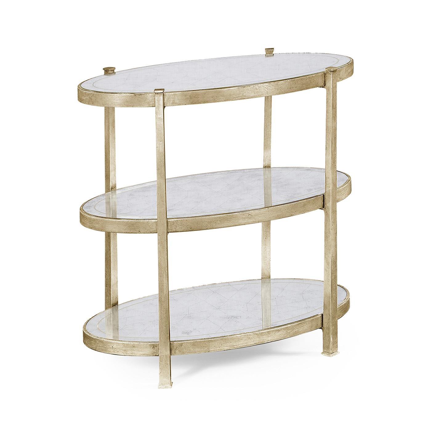 Small Églomisé & Silver Iron Three-Tier Table