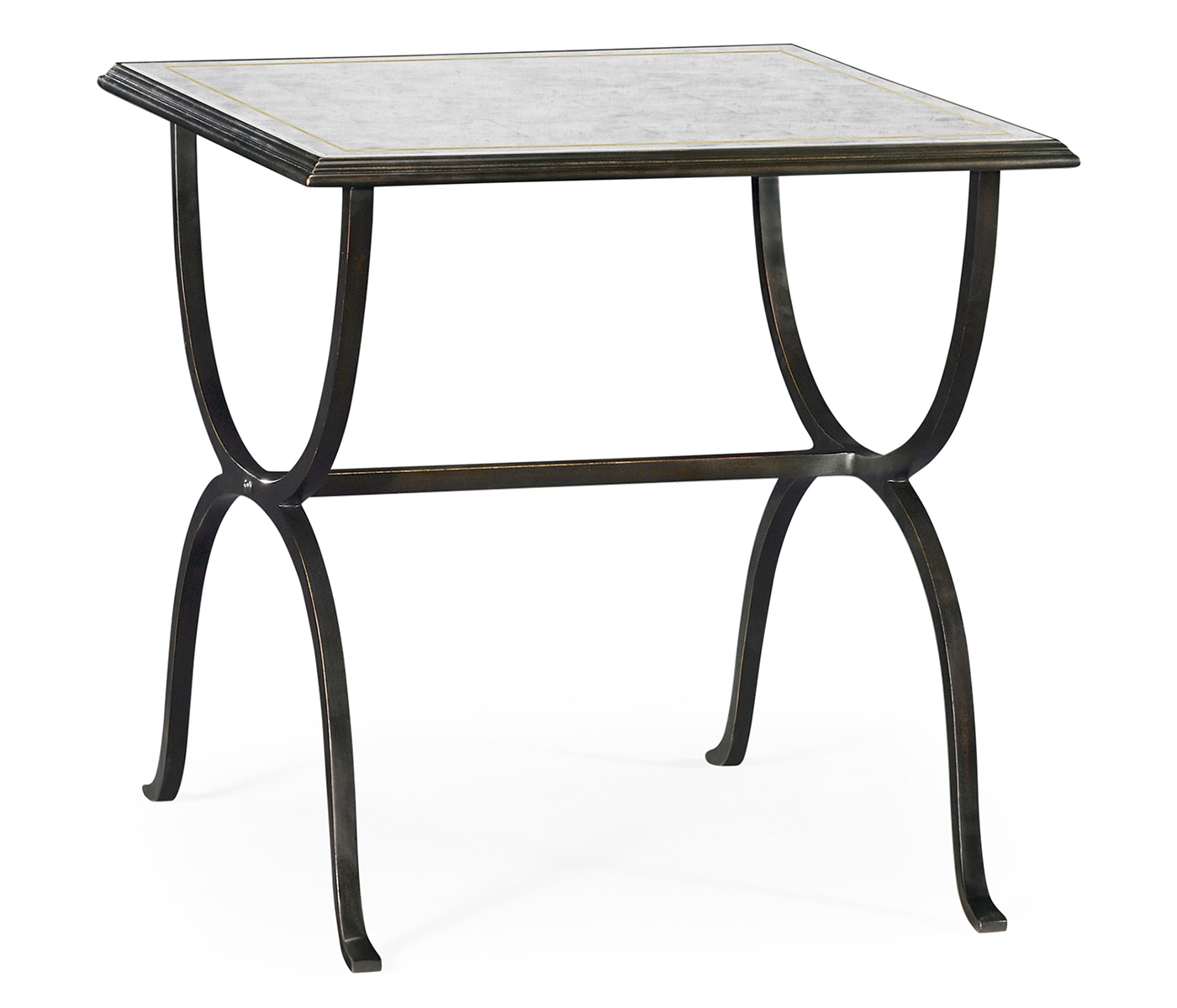 Églomisé & Bronze Iron Square Side Table