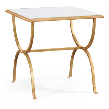Églomisé & Gilded Iron Square Side Table
