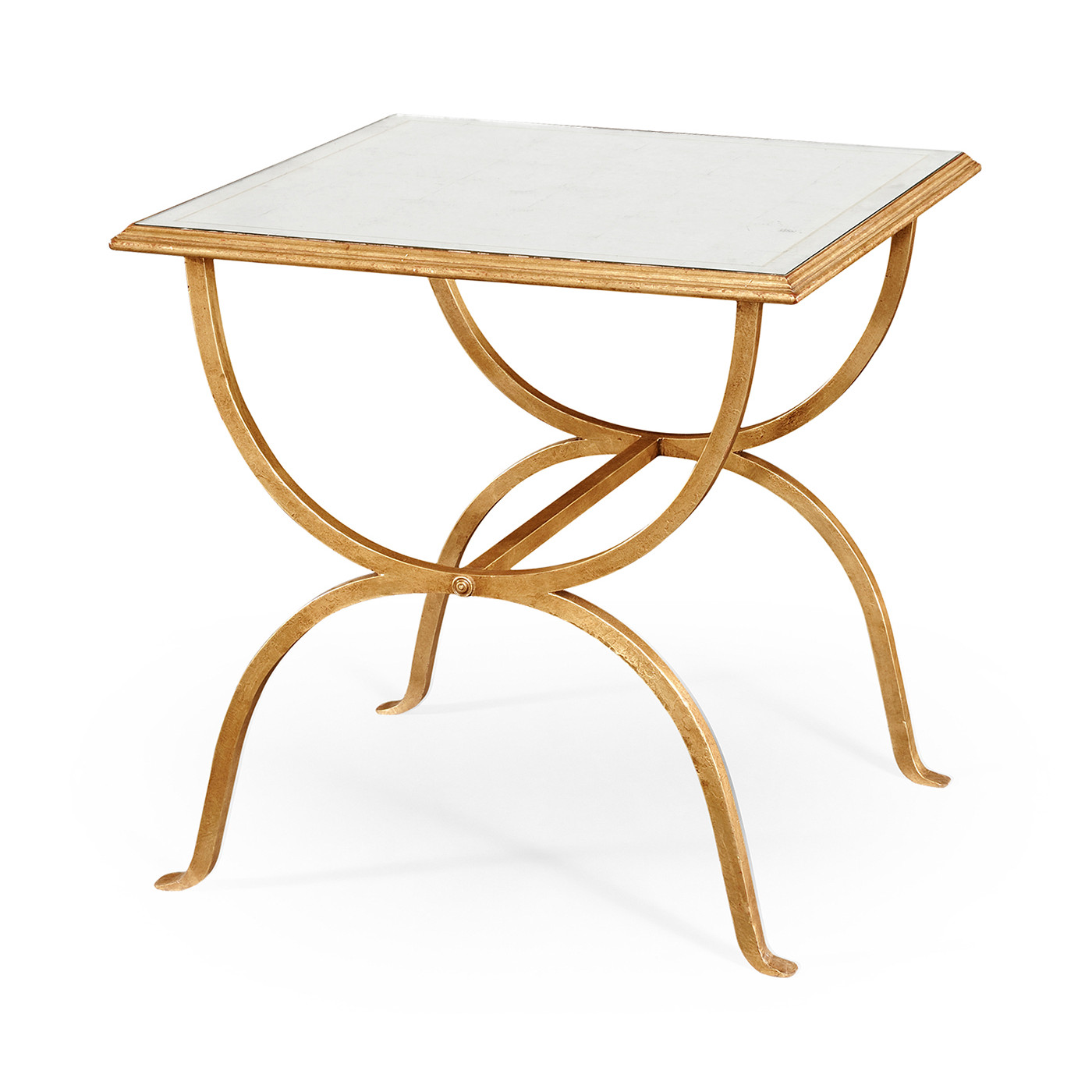 Églomisé & Gilded Iron Square Side Table
