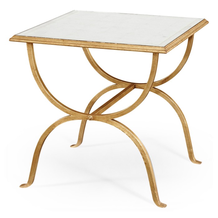 Églomisé & Gilded Iron Square Side Table