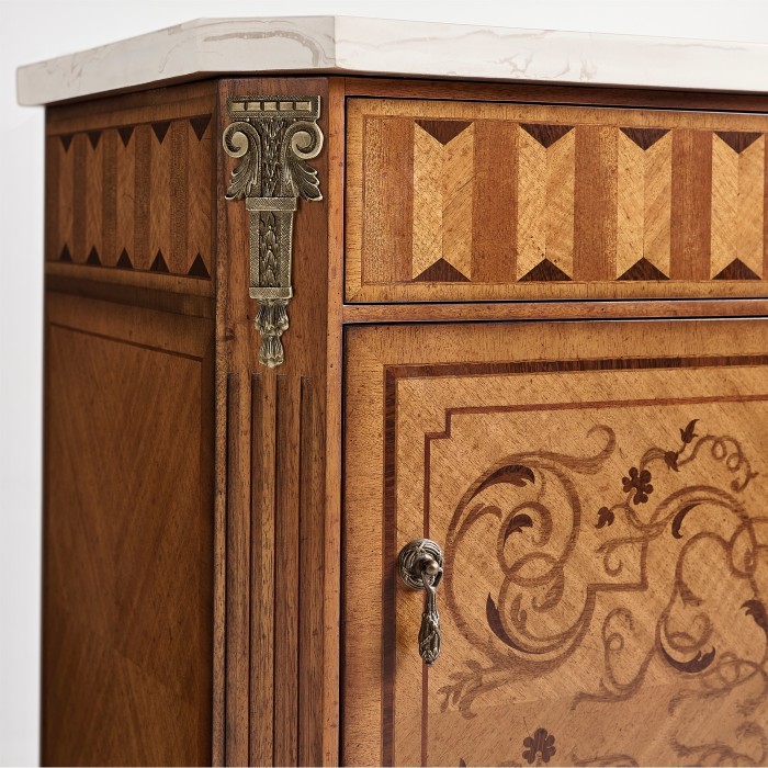 Small Satinwood & Cream Scagliola Italian Commode