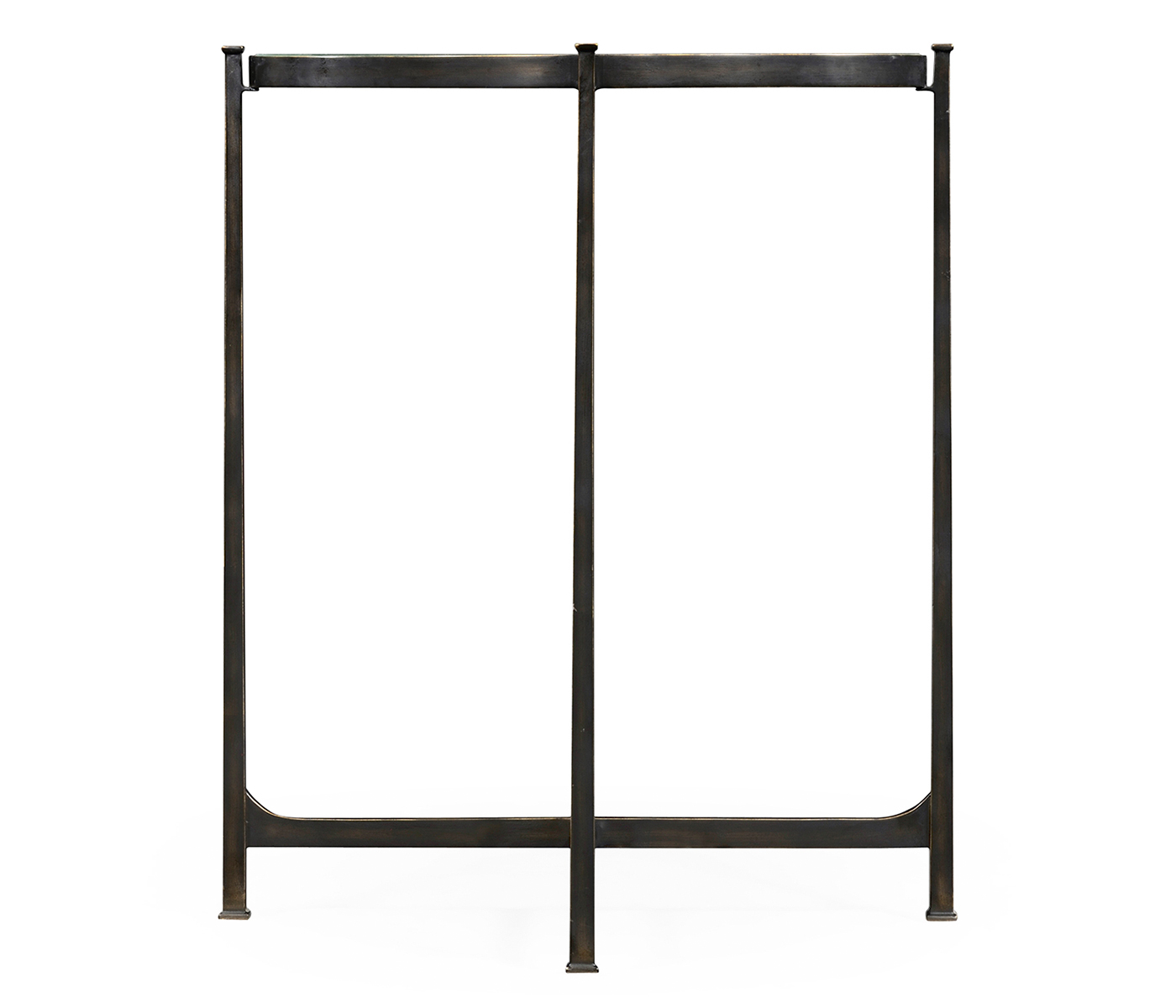 Small Églomisé & Bronze Iron Demilune Console