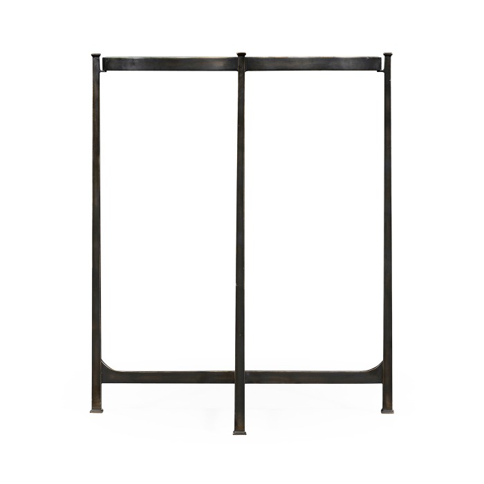 Small Églomisé & Bronze Iron Demilune Console