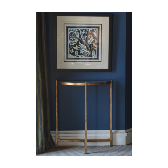 Small Églomisé & Bronze Iron Demilune Console