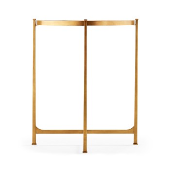 Small Églomisé & Gilded Iron Demilune Console