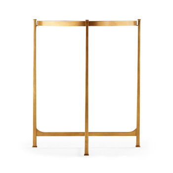 Small Églomisé & Gilded Iron Demilune Console