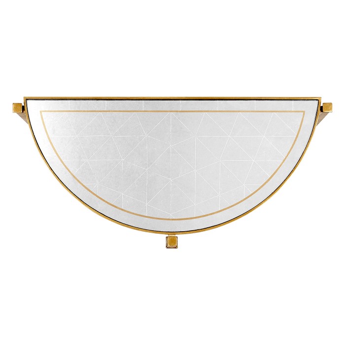 Small Églomisé & Gilded Iron Demilune Console