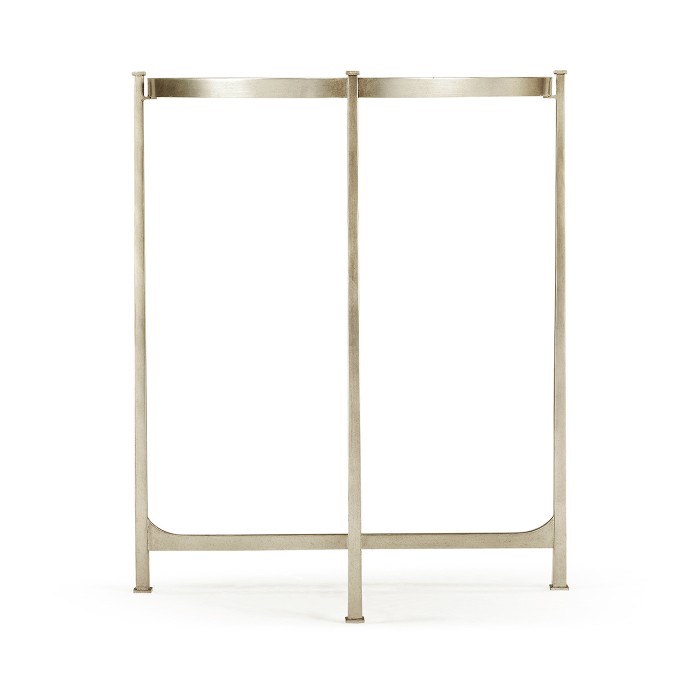 Small Églomisé & Silver Iron Demilune Console