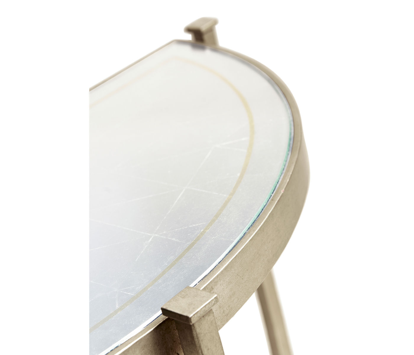 Small Églomisé & Silver Iron Demilune Console