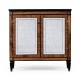 Rosewood & ebonised marble topped side cabinet with brass