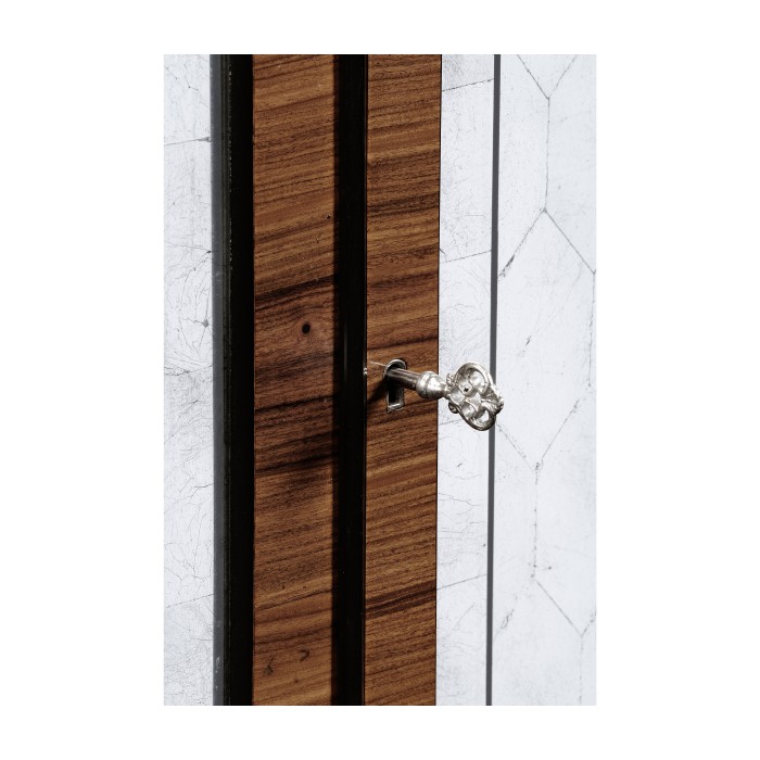 Rosewood & ebonised marble topped side cabinet with brass