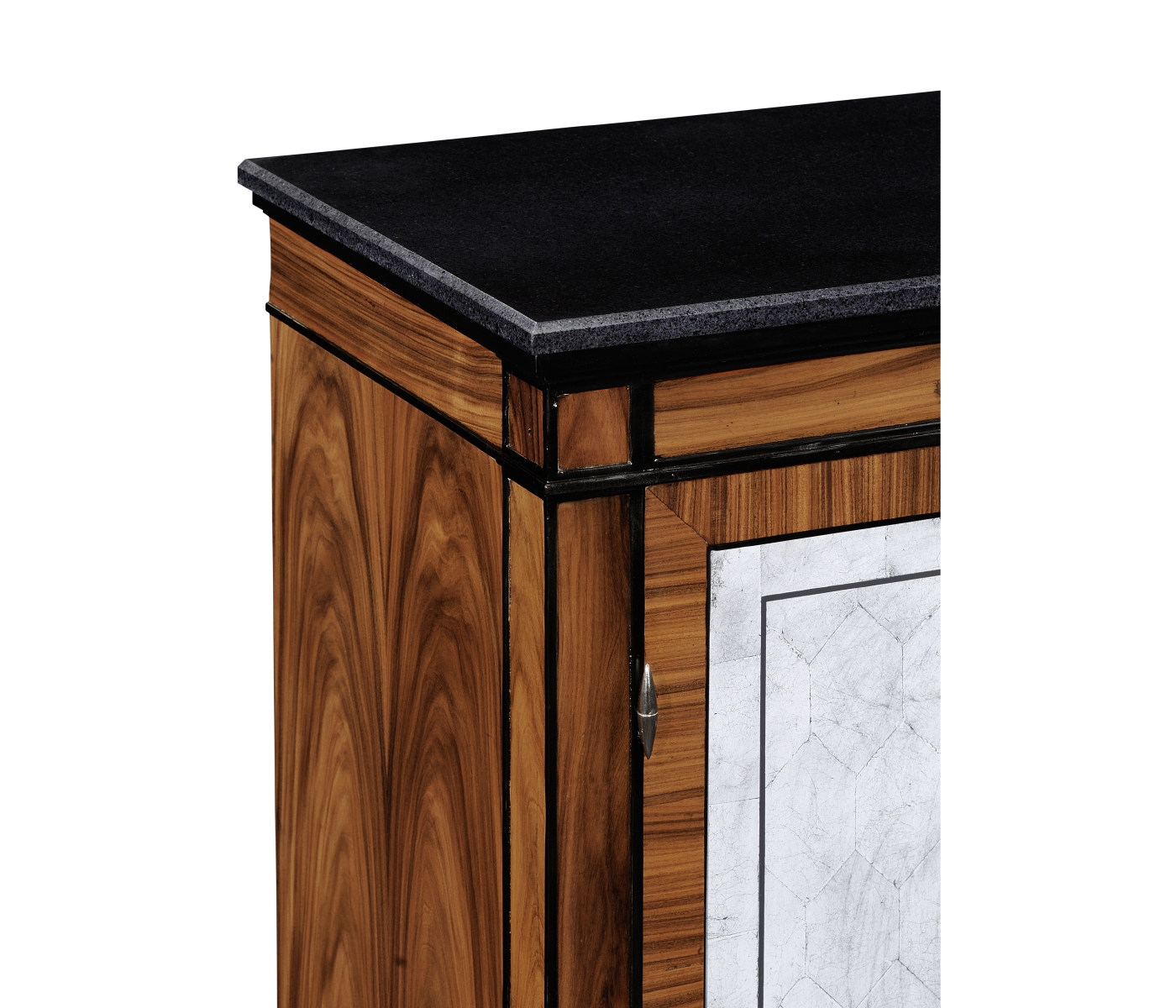 Rosewood & ebonised marble topped side cabinet