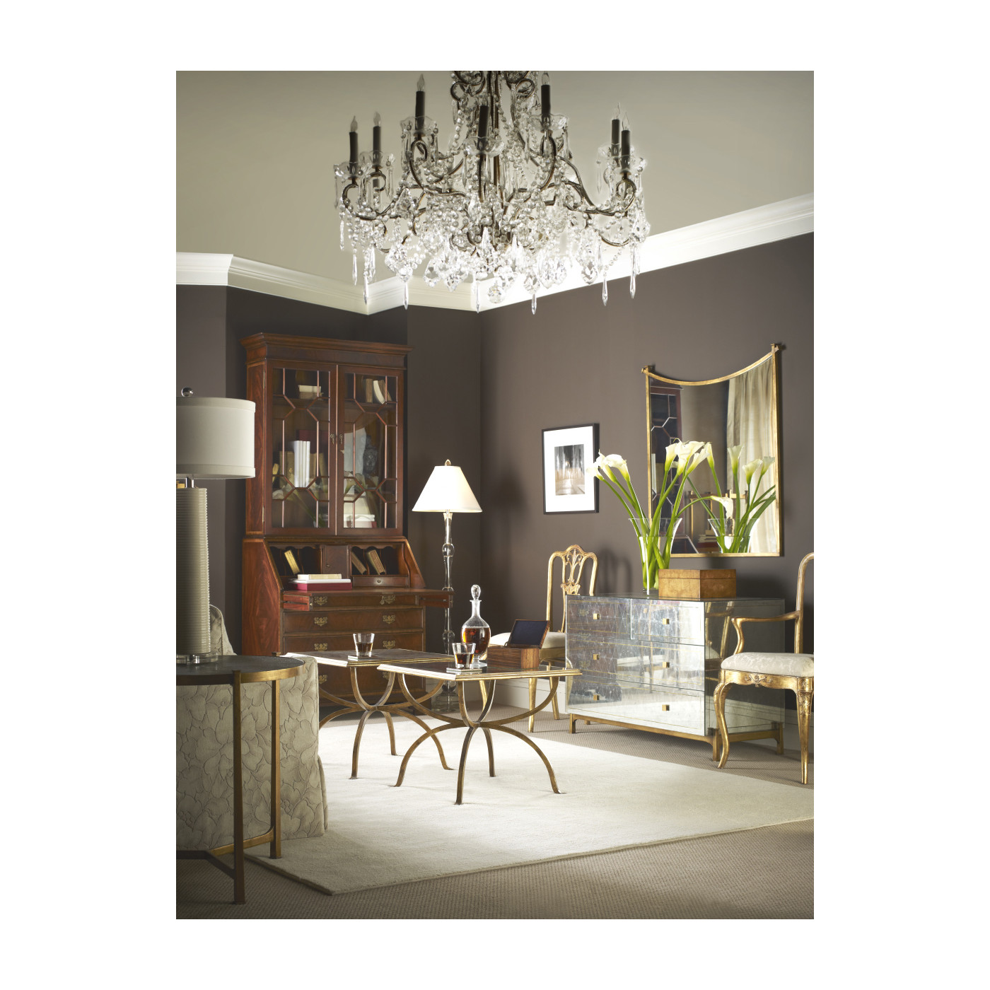 Églomisé & Bronze Iron Set of Two Tables