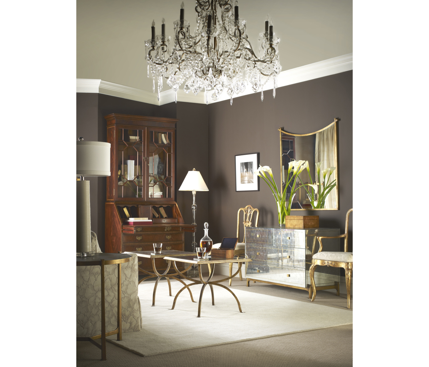 Églomisé & Gilded Iron Set of Two Tables