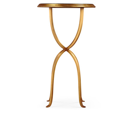 Églomisé & Gilded Iron Lamp Table with Bunched Legs