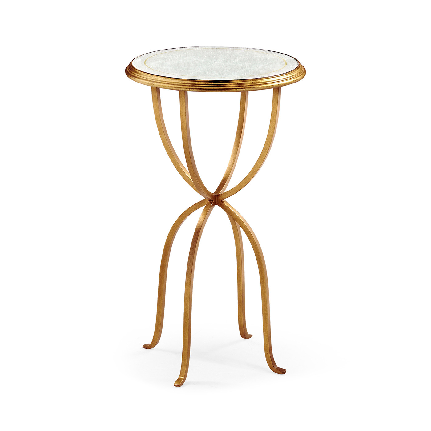 Églomisé & Gilded Iron Lamp Table with Bunched Legs