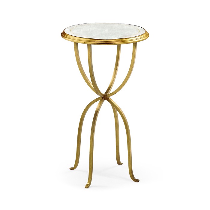 Églomisé & Gilded Iron Lamp Table with Bunched Legs