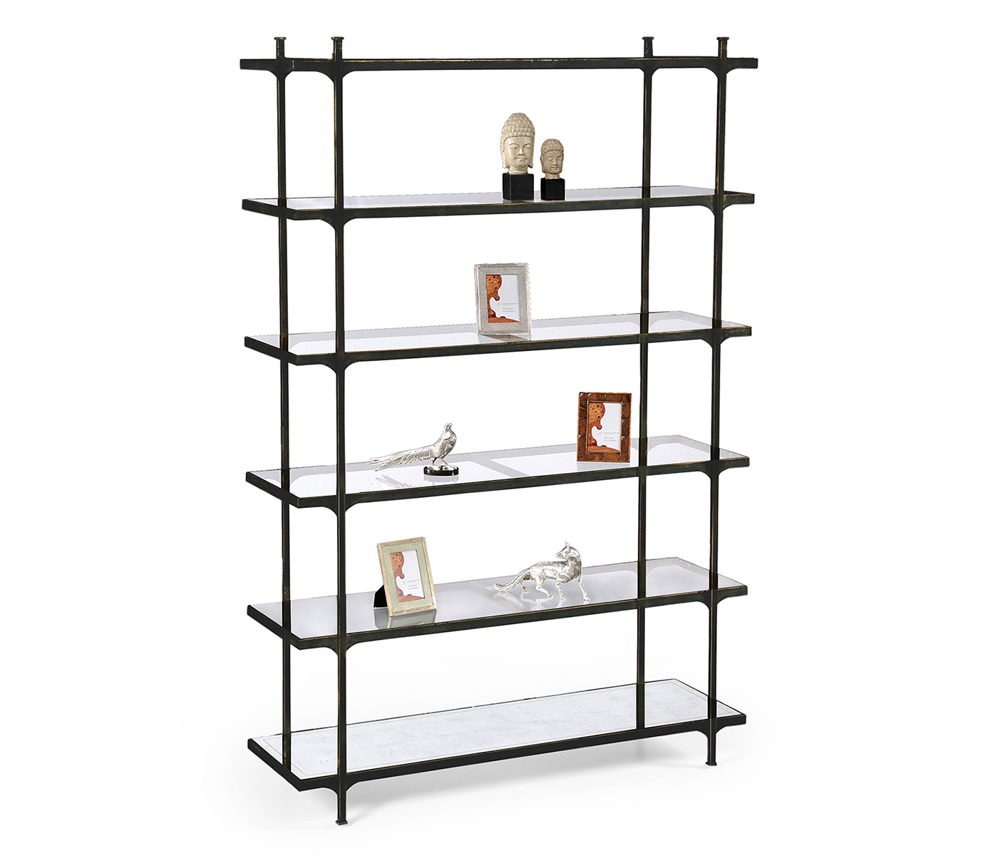Églomisé & Bronze Iron Six-Tier Étagère