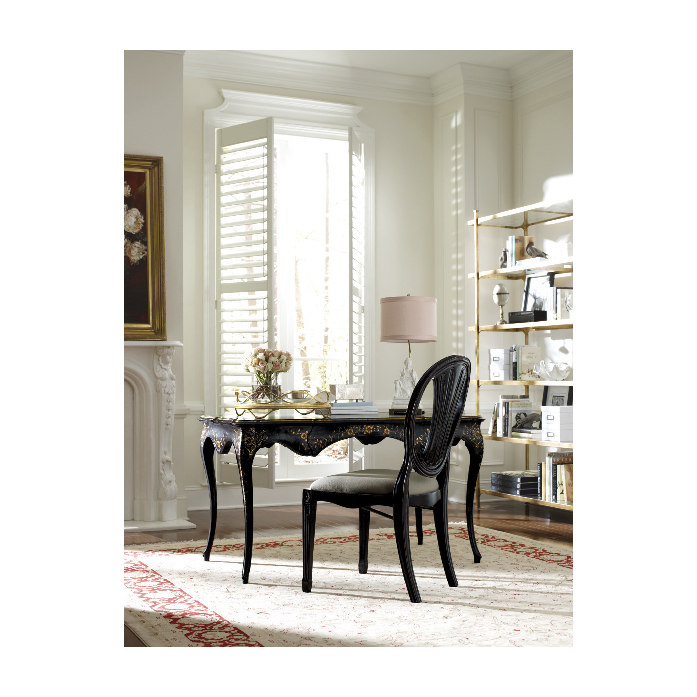 Églomisé & Bronze Iron Six-Tier Étagère