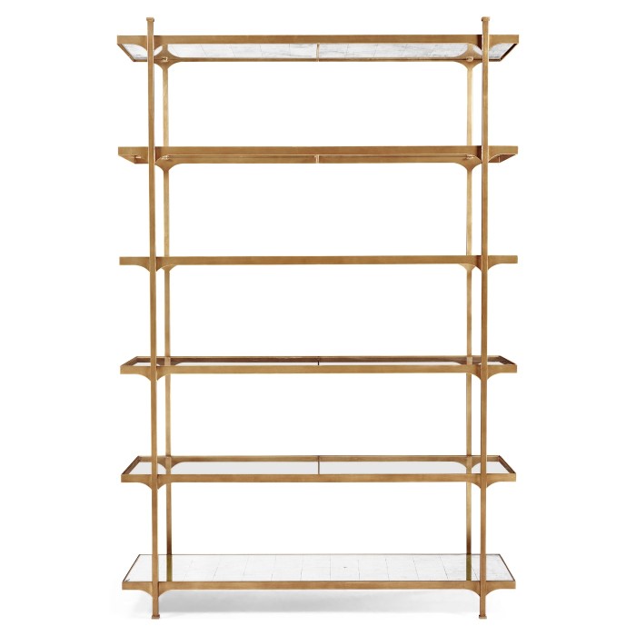 Églomisé & Gilded Iron Six-Tier Étagère