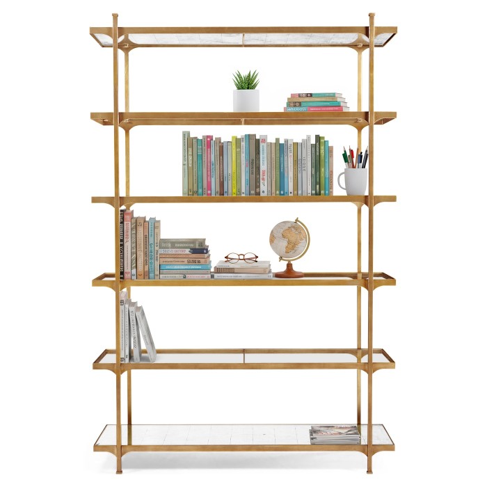 Églomisé & Gilded Iron Six-Tier Étagère