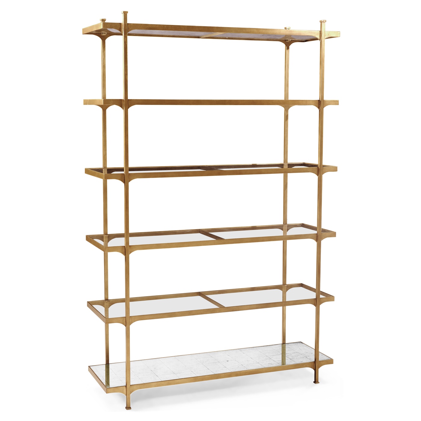 Églomisé & Gilded Iron Six-Tier Étagère