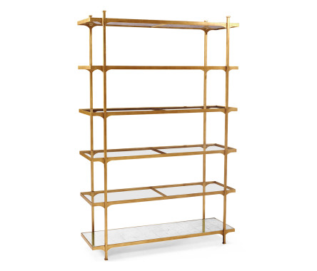 Églomisé & Gilded Iron Six-Tier Étagère