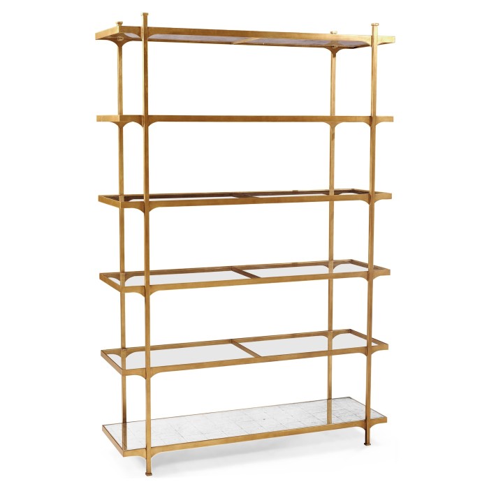 Églomisé & Gilded Iron Six-Tier Étagère