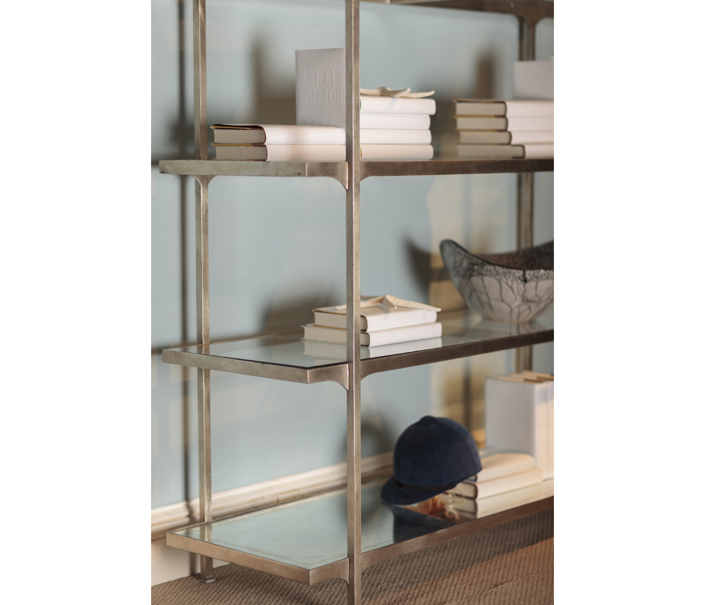 Églomisé & Gilded Iron Six-Tier Étagère