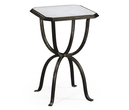 Églomisé & Bronze Iron Octagonal Side Table