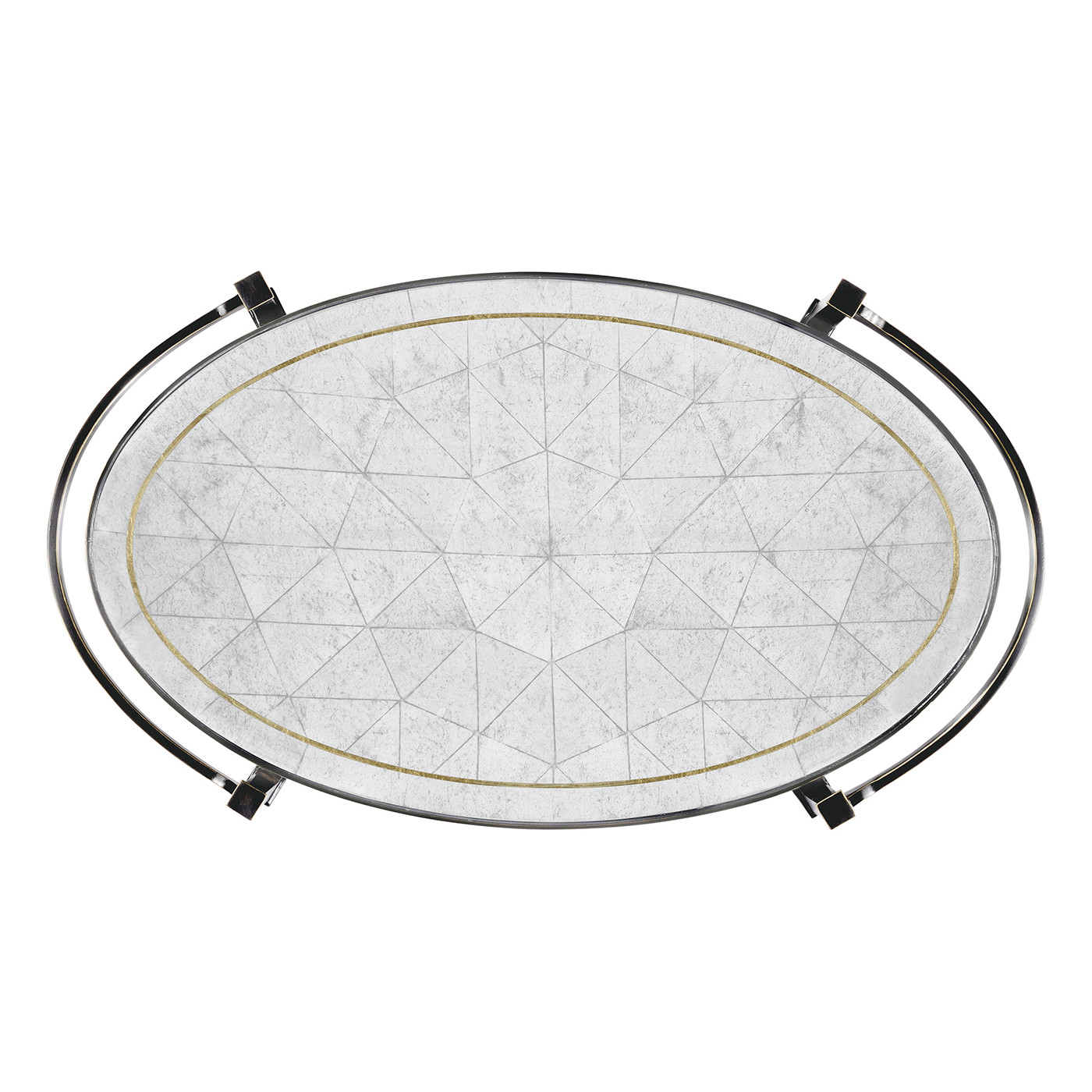 Églomisé & Bronze Iron Oval Tray