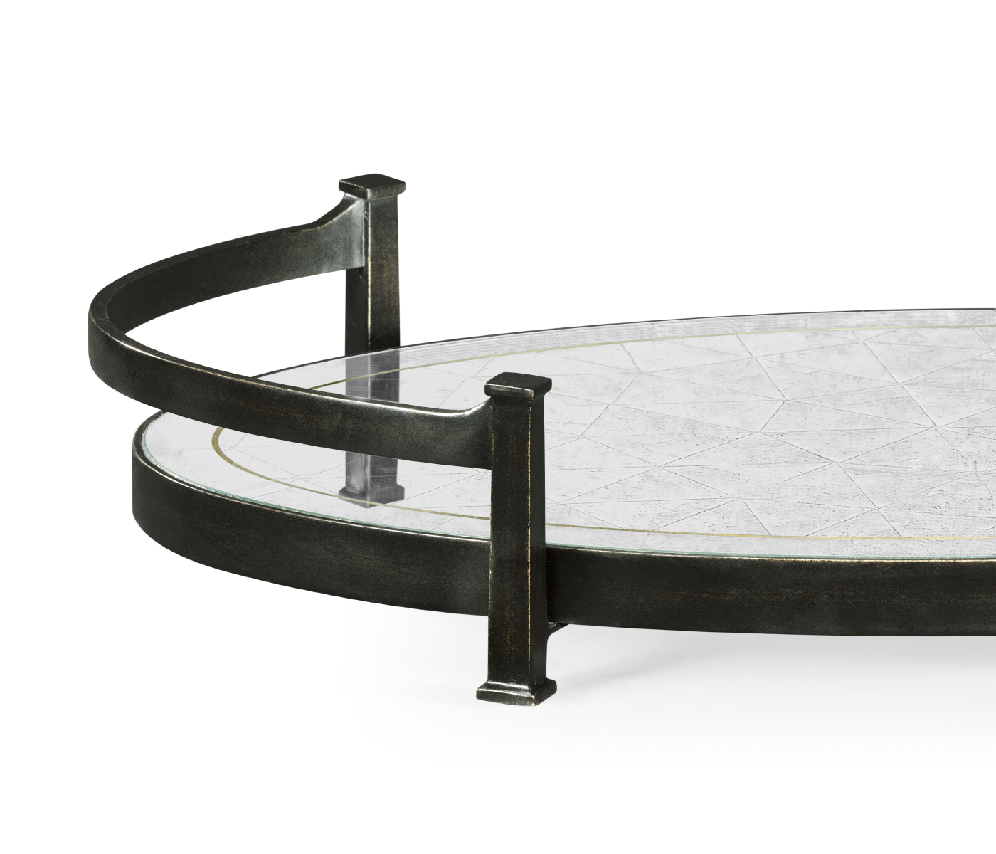 Églomisé & Bronze Iron Oval Tray
