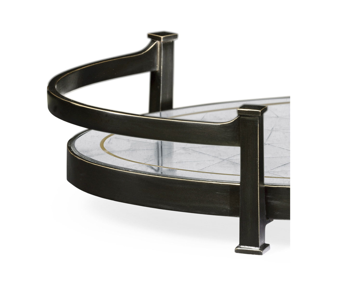 Églomisé & Bronze Iron Oval Tray