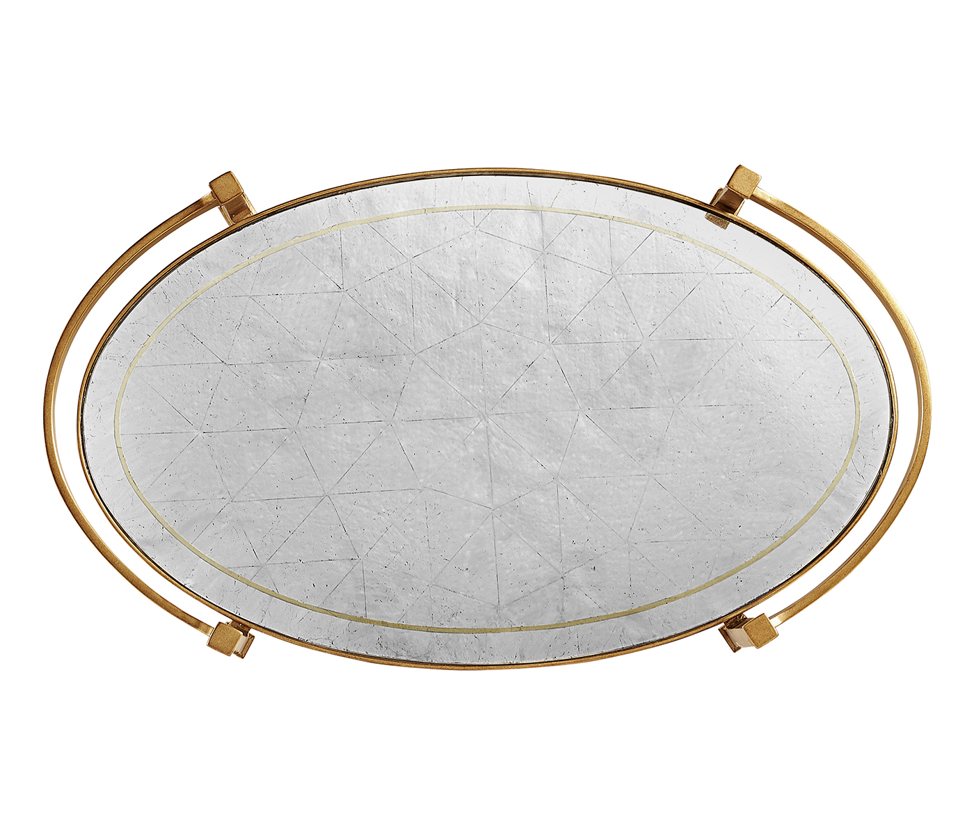 Églomisé & Gilded Iron Oval Tray