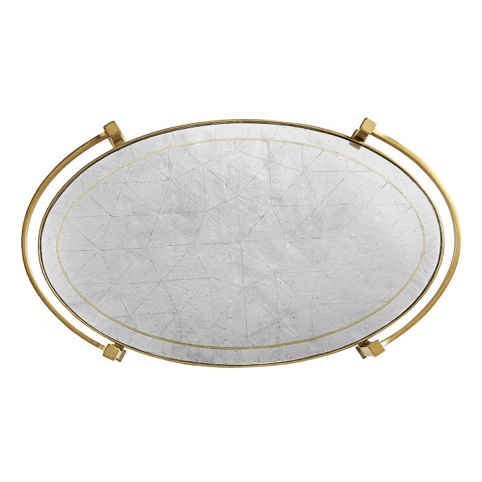 Églomisé & Gilded Iron Oval Tray