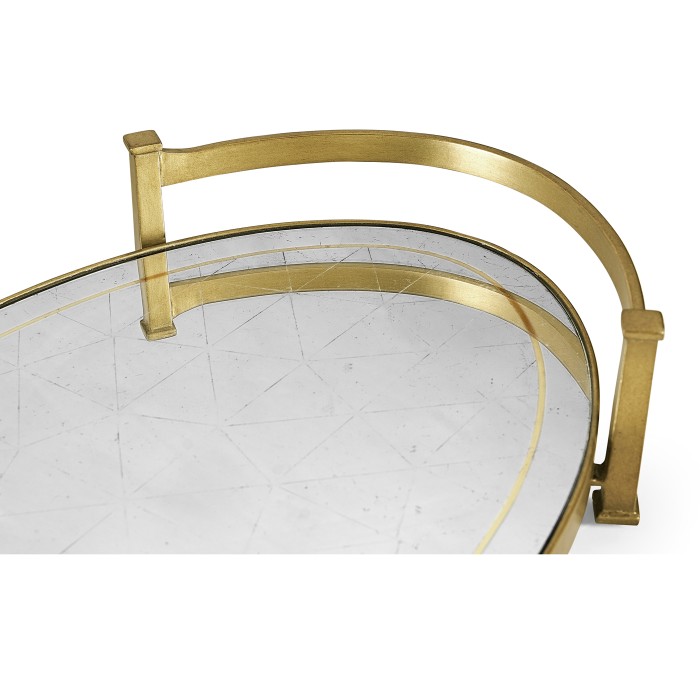 Églomisé & Gilded Iron Oval Tray