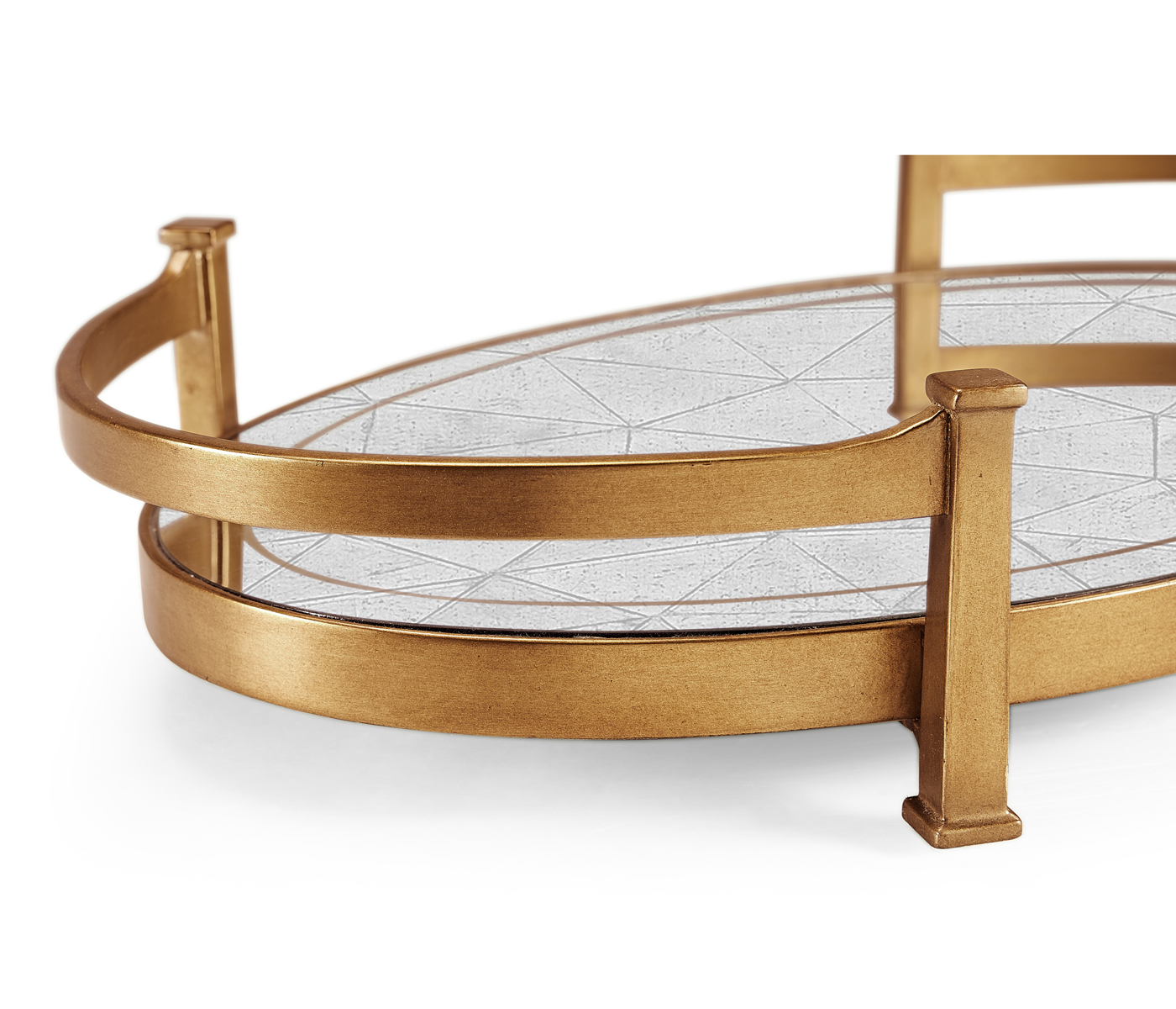 Églomisé & Gilded Iron Oval Tray